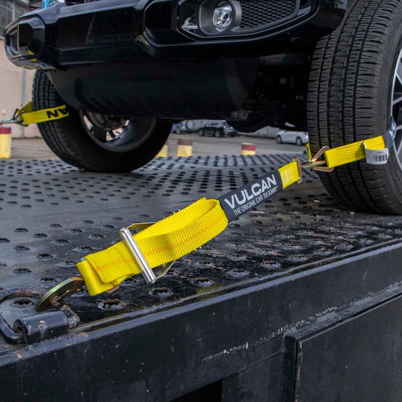 VULCAN Car Tie Down with Twisted Snap Hooks - 2 Inch x 96 Inch - 2 Pack - Classic Yellow - 3 300 Pound Safe Working Load - Image 5